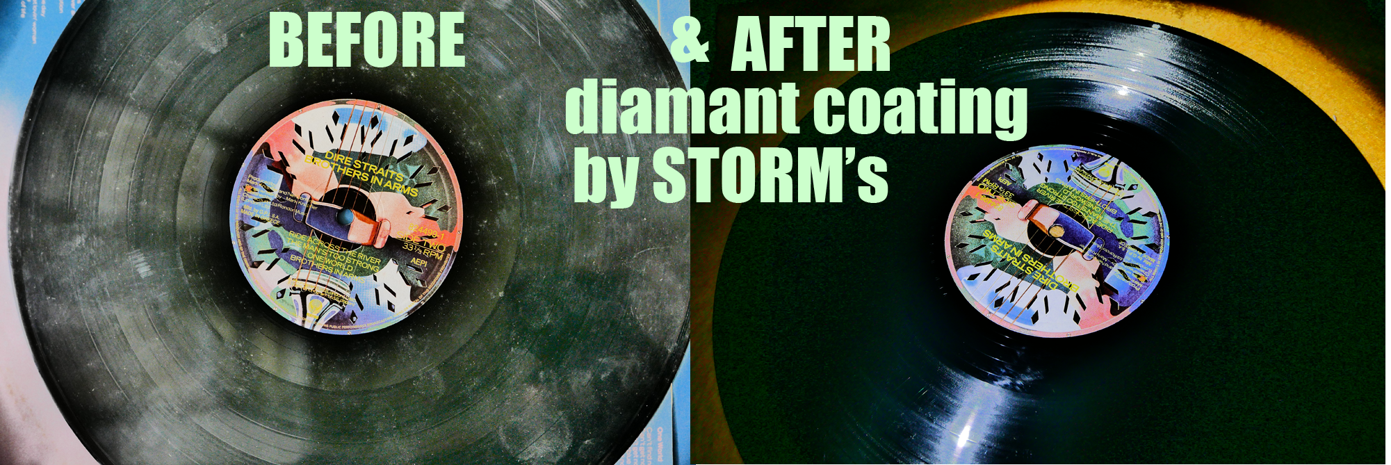 diamant coating on vinyl LP before and after